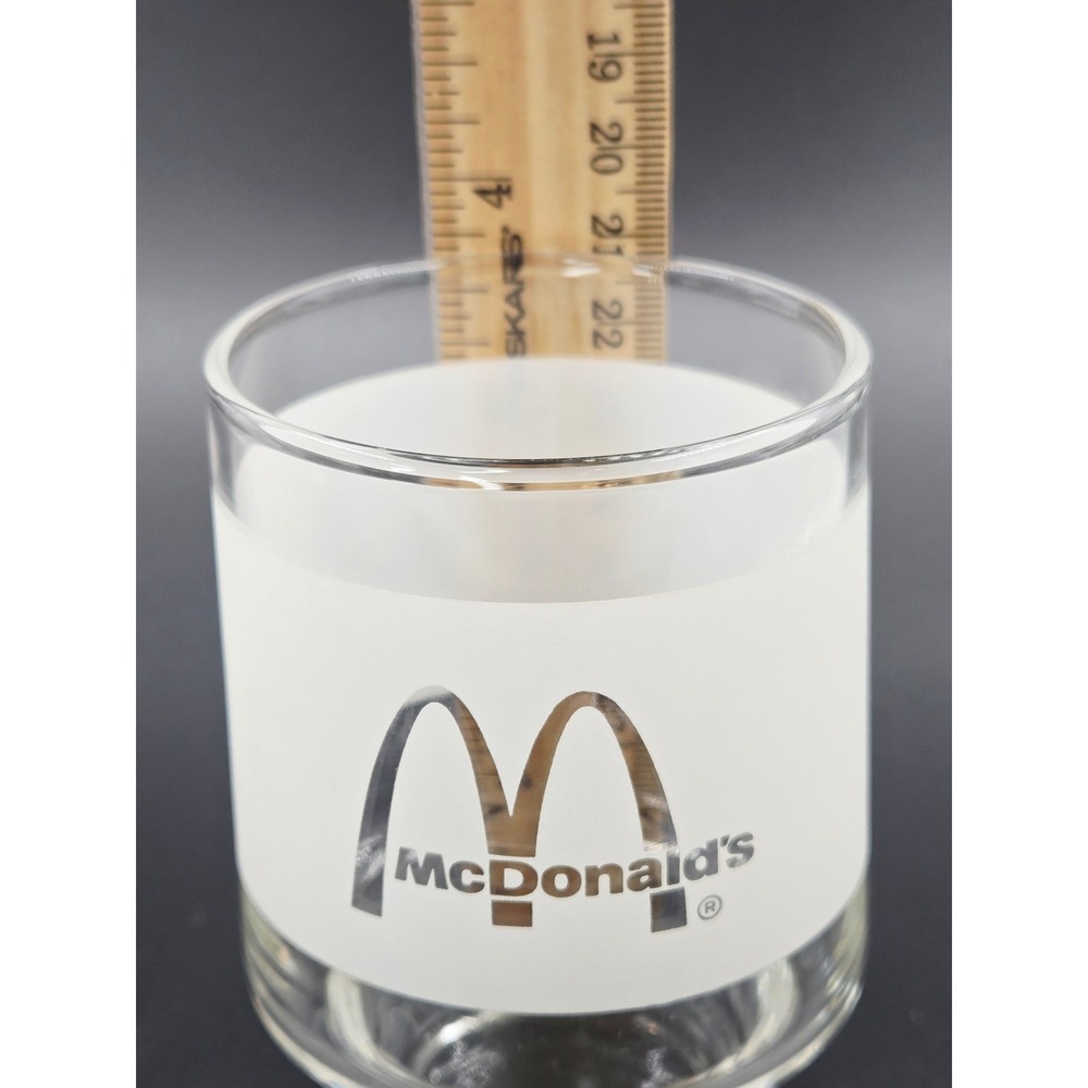 Vintage McDonalds Orange Juice Tumblers Frosted Glass Set of 4 Golden Arches - Picture 6 of 6